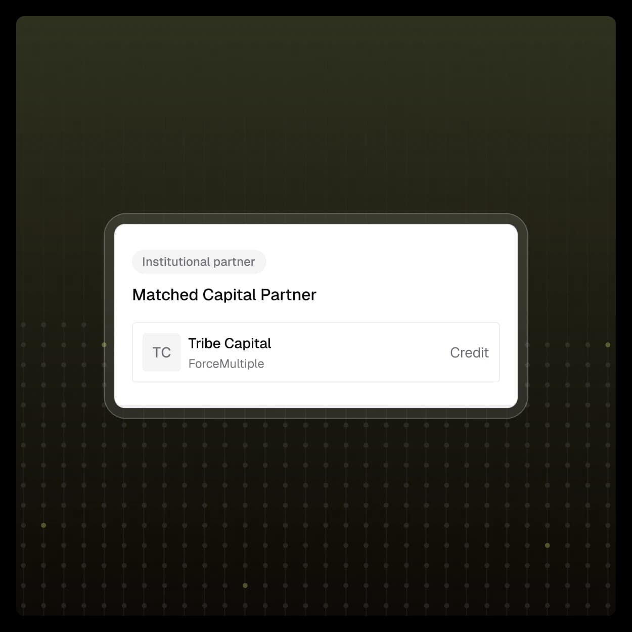 Institutional capital partner matching interface